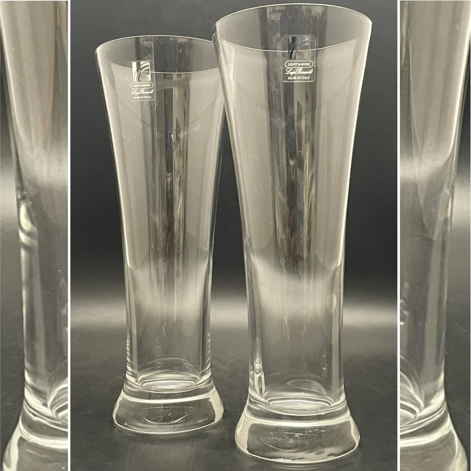 Luigi Bormioli Light & Music Pilsner Glasses 2pc Set Made in Italy 8.5"tall 15oz - Image 1 of 4