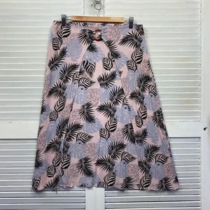 Rockmans Skirt Womens 12 Multicoloured Floral Leaf Pink Black Midi - Picture 1 of 9