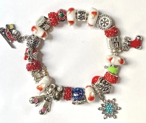 ❤️Pandora Christmas Sterling Silver Bracelet 🎄 European Charm Beads w/ Box 1❤️ - Picture 1 of 5