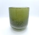 Vintage Green Bubble Art Glass 4? Tall Votive Candle Holder Euc