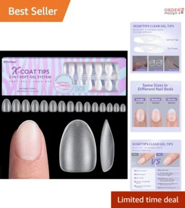 Almond Gel Nail Tips Clear Soft 320 Pcs Pre-shaped for Daily Nail Art - Picture 1 of 9