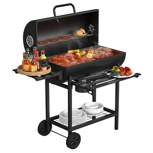 BBQ Smoker Charcoal Barbecue Grill Portable Outdoor Garden w/ Wheel & Cover - Picture 1 of 14