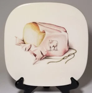 Vintage Square Ceramiche Tadinate Made in Italy Cheese Plate with Sheep 8.75" - Picture 1 of 7