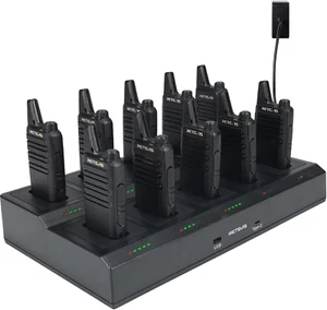 Compact PMR446 Two Way Radios with 10-Way Charger, LED Indicators, Clip (10x) - Picture 1 of 12