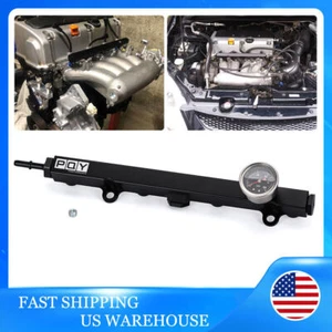Black Fuel Rail Kit for Honda Civic Acura RSX K20 K24 K Series Engine Fuel Gauge - Foto 1 di 13
