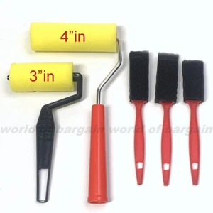 FOAM PAINT Rollers Brush 1,3,4 in Wide Trim Finishing 3/8 NAP Latex Oil Acrylic - Picture 1 of 1