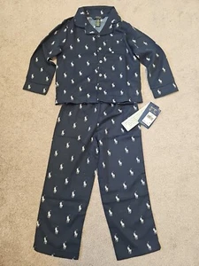 Polo Ralph Lauren boy's All Over Pony 2 pc. pajama set Size 4T Navy Blue NWT - Picture 1 of 4