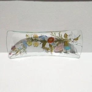 Vtg Signed Dorothy Thorpe Wildflowers & Ribbon Serving Tray-Transferware-MCM- - Picture 1 of 9