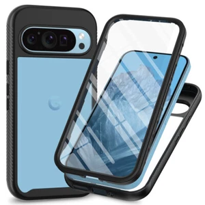 For Google Pixel 7/8/9A/10 Pro XL Clear Case Built-in Screen Protector Full Body - Picture 1 of 16
