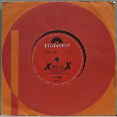 CREAM 1973 “BADGE/WHAT A BRINGDOWN” ERIC CLAPTON RARE MONO EDITION 7” 45 BRAZIL - Image 1 of 2