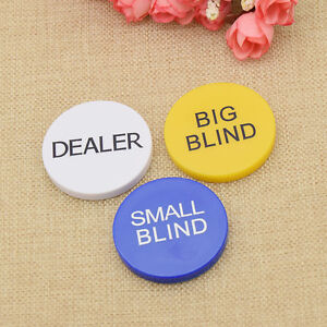 3 Pcs Poker Melamine Buttons Chips Small Blind Big Blind Dealer Game Supplies