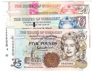 SET Guernsey 5, 10 & 20 Pounds 2022 (2023) UNC "Haines" - Picture 1 of 4