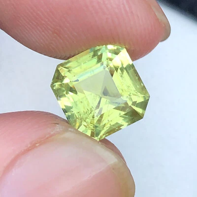 3.4 CT Natural Asscher Cut Yellow Color Tourmaline Loose Gemstone From Afghan - Image 1 of 4