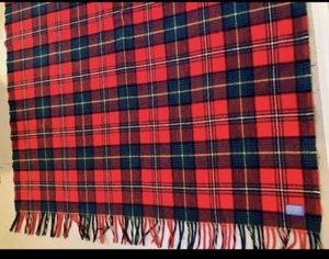 Vintage Pendleton Blanket 53"x 74” Fringe Red Blue Plaid Wool USA - Picture 1 of 6