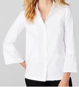NWT J. Jill White Collared Buttons Up Long Bell Sleeves Cotton Blend Shirt XL - Picture 1 of 17