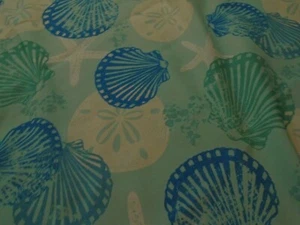 PICNIC TABLECLOTH with POLE OPENING SEASHELLS AQUA 83 X 60 - Picture 1 of 3