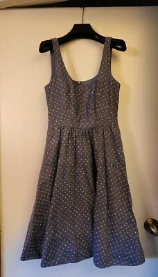 Marc Jacobs Vestido de Sol Cambray Azul Amarillo Lunares Talla 2 Usado en Excelente Condición  Foto 1 de 4