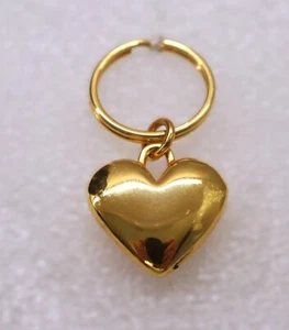 Gold Tone Key Fob Keychain Heavy Solid Heart - Picture 1 of 1