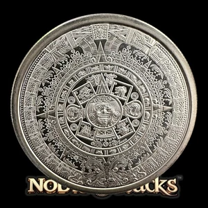 Calendario Azteca Redondo Plata .999 1 OZ - Diseño Guerrero Cuauhtémoc Detallado BU - Imagen 1 de 2