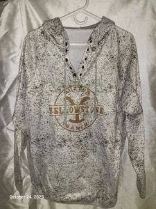 Yellowstone Dutton Ranch Logo Hoodie V-Ausschnitt gesprenkelt leichte Tasche XL - Bild 1 von 6