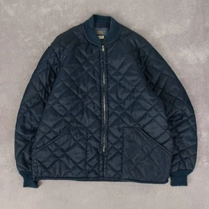 Oshkosh Vintage 80s Quilted Bomber Jacket L Made in USA Men's Navy Blue  - Picture 1 of 7