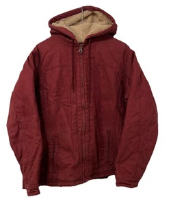 Womens Dickies Work Jacket Maroon Carhartt Style Hooded Canvas Coat Y2K XL - Picture 1 of 6