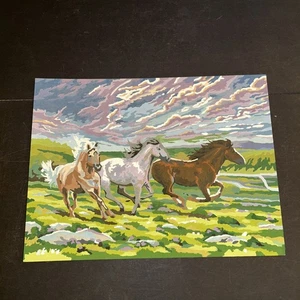 Paint by Number Horses Running Wild 12”x16” Unframed Dated 2004 - Picture 1 of 12