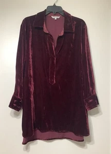 JOHN MARK Gr. L Crushed Velvet Shirt Pullover 3/4 Arm Bluse Tunika Oberteil rot - Bild 1 von 13