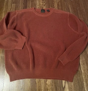 Timberland Men’s Size XL Chunky Heavy Waffle Knit Burnt Orange Pullover Sweater - Picture 1 of 3