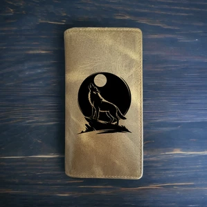 Wolf Howl Rodeo Wallet Cowboy Western Buffalo Leather Premium Animal Gift NEW - Picture 1 of 10