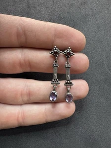 Lote de joyas aretes colgantes de amatista y granate de plata de ley 925 de 4,5 g de colección con - Imagen 1 de 9