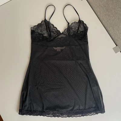 Victoria’s Secret Black Lace Cami Tank Negligée Women’s Small Sexy Sheer - Image 1 of 4