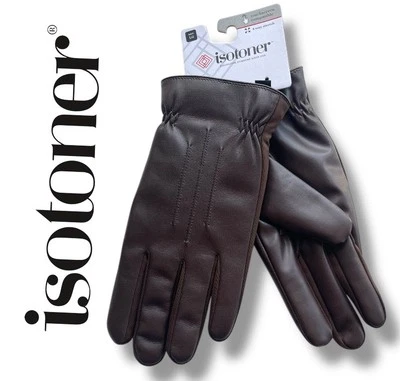 Guantes de hombre imitación cuero recogidos isotoner de muñeca aislados grandes marrón NUEVO Foto 1 de 4