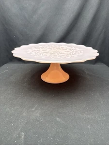 Fenton Rose Rosa Spanische Spitze Kuchenständer mit Pastal 13" GROß Atemberaubend! Vintage - Bild 1 von 10
