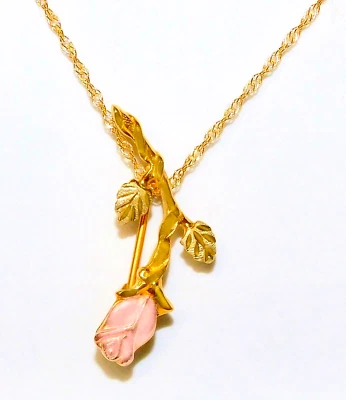 Collar combinado broche colgante hojas rosas oro 10k Black Hills Foto 1 de 4