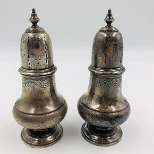 Antique Ellis Barker England Silver on Copper Salt Pepper Shakers Menorah Mark - Picture 1 of 9