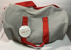 Perry Ellis Mesh Sports Duffel Gym Gift Bag 18.5 Gray and Red New With Tags