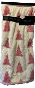 Rachel Zoe PINK CHRISTMAS TREES Oversized Faux Fur Throw Holiday Blanket - Bild 1 von 9