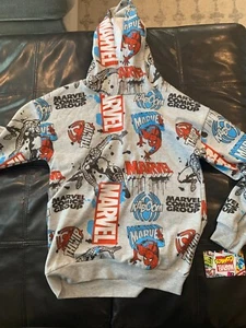 NWT Boy's 12 Marvel Comics SpiderMan Soft Gray Fleece Light weight Hoodie Youth - Picture 1 of 1