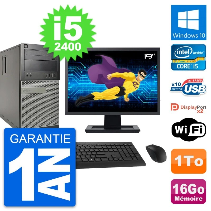 PC tour Dell 9010 Bildschirm 19 " Intel i5-2400 RAM 16Go Disc 1To Windows 10 - Bild 1 von 4