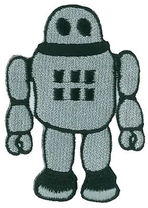Patch écusson patche ROBOT thermocollant iron-on brodé gris - Photo 1/2