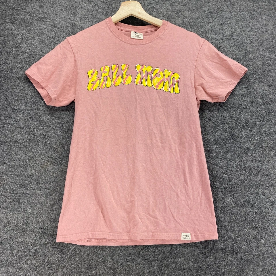 Camiseta Simply Southern Feminina S Pequena Rosa Gola Redonda Manga Curta Algodão Casual - Imagem 1 de 4