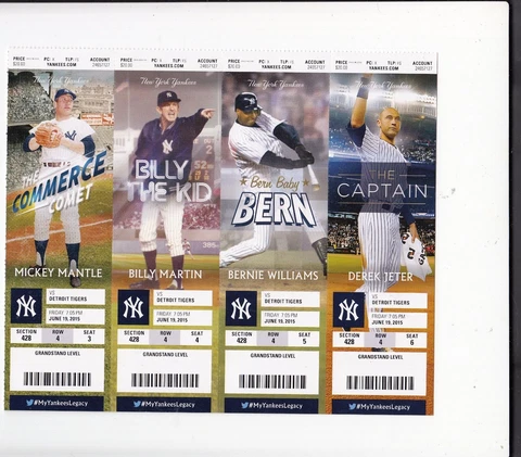 2015 NEW YORK YANKEES SEASON TICKET STUB PICK YOUR GAME JETER MANTLE RODRIGUEZ Cover