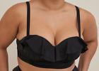 Torrid Plus Size 3X(22-24) DD/F Cup Black Underwire Push Up Bikini Top, NWT