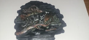 Vintage 80er BERGLÖWE Wüste Keramik Biskuit handbemalt Plakette signiert - Bild 1 von 1