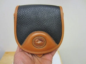 Vtg Dooney Bourke Mini Saddle Crossbody Belt Bag Pebble Black Leather No Strap - Picture 1 of 18