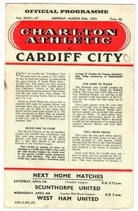 Charlton Athletic v Cardiff City - 1958-59 Division Two - Football Programme - Picture 1 of 3