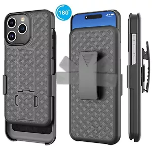 Custodia antiurto per iPhone 15 14 13 12 11 Pro Max XR 6 7 8 Plus con clip da cintura - Foto 1 di 13