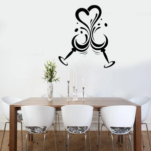 Love Heart Vine / Wine glasses Quote Wall Stickers Art Room Removable Decals DIY - Picture 1 of 2