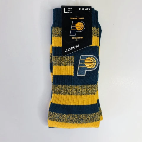 PKWY NBA Indiana Pacers Men’s Steps Crew Socks Striped Size Large Classic Fit Cover